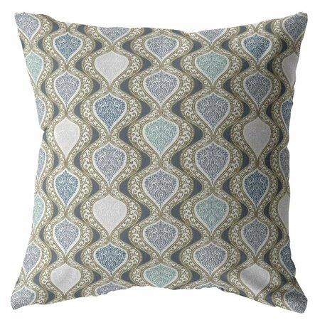 HOMEROOTS 16 in. Ogee Indoor & Outdoor Zippered Throw Pillow Copper & Gray 413037